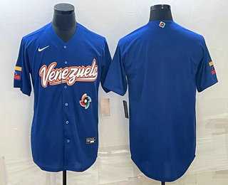 Men%27s Venezuela Baseball Blank 2023 Royal World Classic Stitched Jerseys